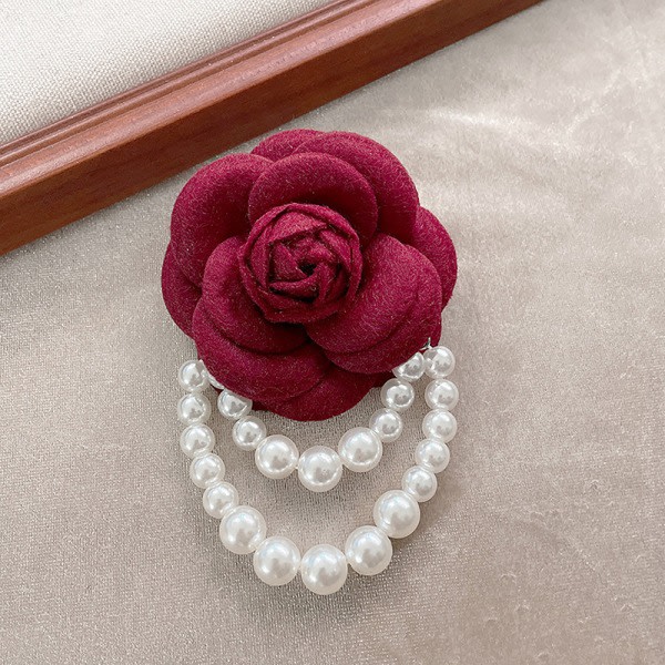Elegant Lyx Tyg Camellia Broscher Blomma Badge Pin Vintag Wi