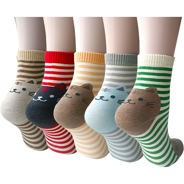 Green5 Pairs Womens Animal Funny Socks, Cute Cat Dog Co