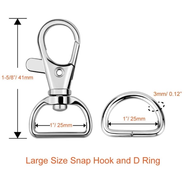 60 stk roterende snorlås og D-ringer for søm og håndverksprosjekter