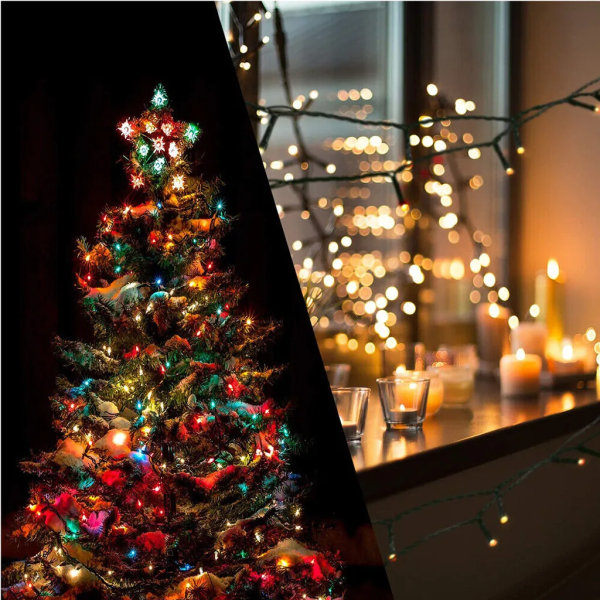 12m Solcellslampor Belysning 100 LED Repslampor Belysning Julparty Trädgård Utomhus Solcells Färgglada Elfacklor