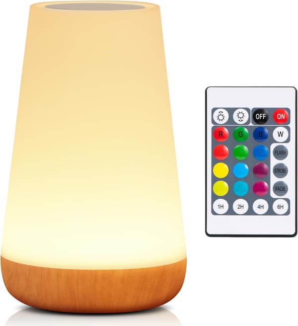 LED Touch Natlampe med 13 Farver, 5 Lysstyrkeniveauer & Timer
