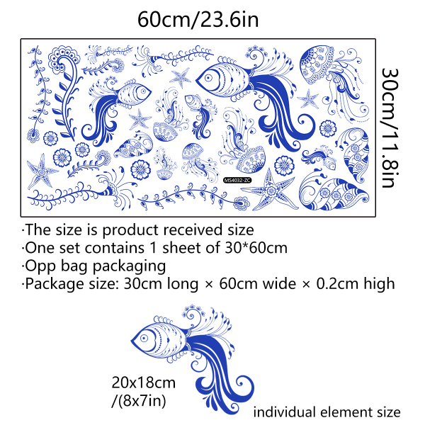 Kylpyhuoneen vedenalainen merileväseinätarra, merilevä meduusa