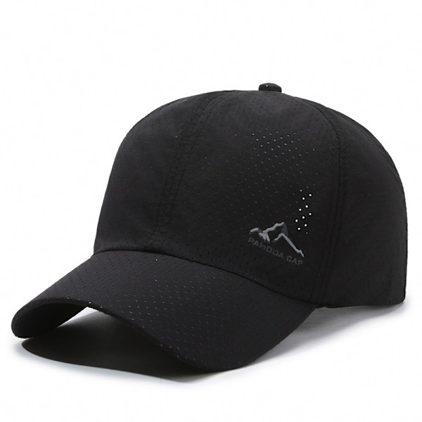 Sommarhatt för män, snabbtorkande utomhushatt, ventilerande, full mesh baseballkeps, bergstoppskeps Black