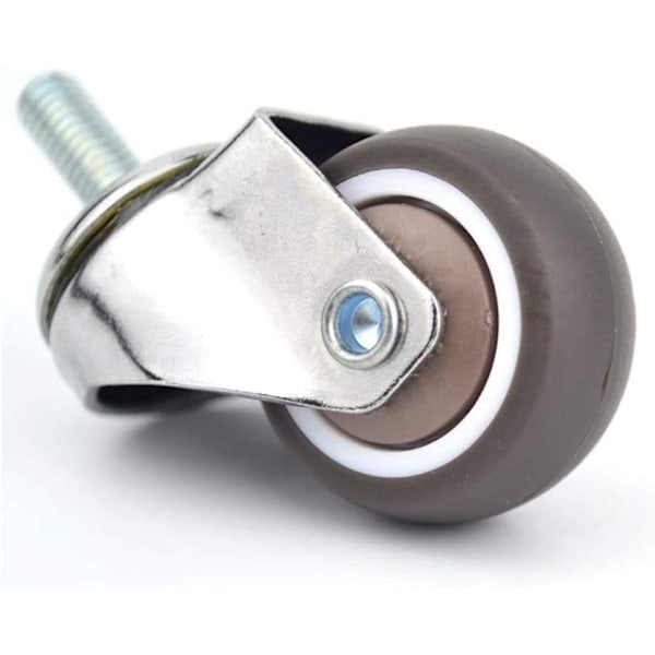 4-pak møbeldrejelige hjul - M6 x 15 mm med 25 mm gevind - blødt gummi - TPE-gevind - minirulle til møbler (25 mm)
