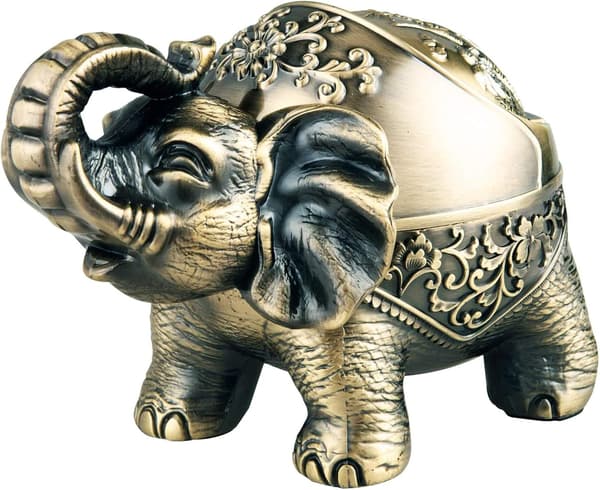 Askkopp, askkopp med lock, vindtät elefant (brons)[JUN]