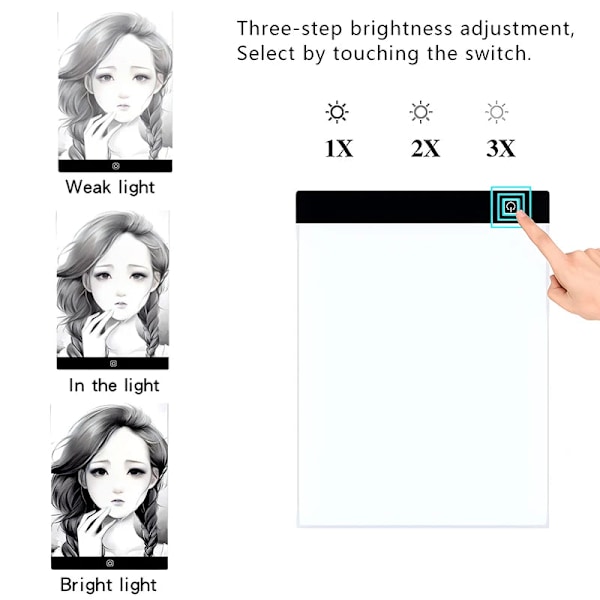 LED Lysbord A5/A4/A3 med 3 Lysstyrker Lysbord/Lysbord A4