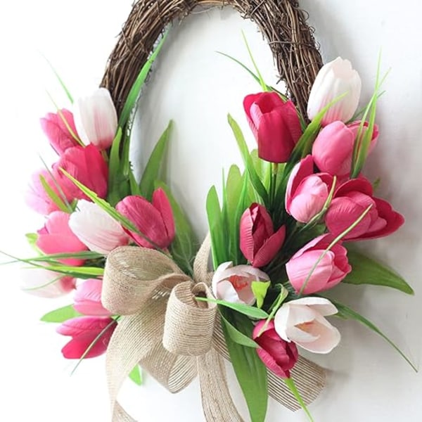 1 stk rosa simuleringsblomstkrans knopp tulipankrans plast
