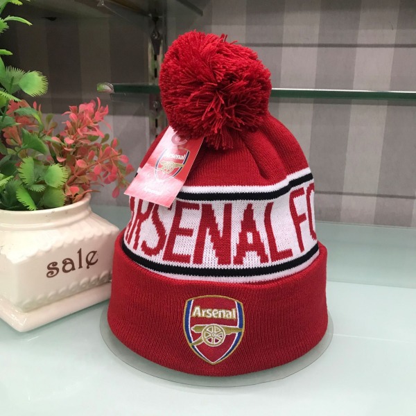 Arsenal FC unisex hue med manchetter til voksne One Size Rød/Hvid