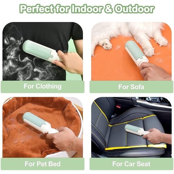 Paket med hårborttagningsrulle för husdjur, återanvändbar hårborttagningsrulle för hundkatt med bekvämt halkfritt handtag, bärbar luddrulle-Perfet