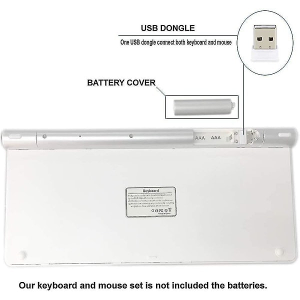 Trådlöst tangentbord och mus för Apple iMac, Windows eller Android (2,4 GHz trådlöst)