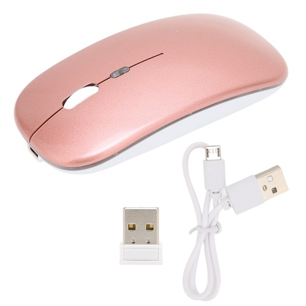 LED 2,4 GHz trådløs mus Justerbar DPI USB-lading Anti-fingeravtrykk Silent Mouse Trådløs for bærbar PC Rose Gold