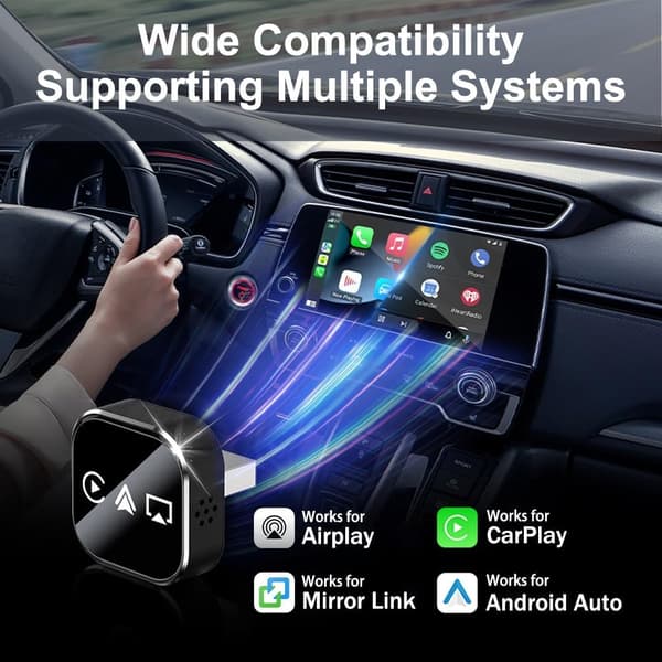 Trådløs CarPlay- og Android Auto-adapter for iPhone- og Android-telefoner [JUN] black