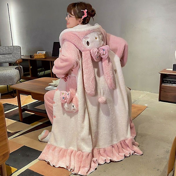 2024-2022 Talvi Kawaii Sanrio Pyjamat Animaatio Kuromi Cinnamoroll My Melody Kasvopyyhe Plyysinen Lämmin ja Mukava Pyjama Housut Setti XL 168-173CM XL 168-173CM 27