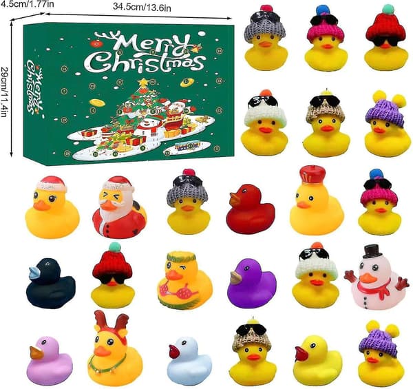 Adventskalender 2023 med gummiank, nedtelling til jul for barn, badeleke and [JUN] 03(24 ducks)