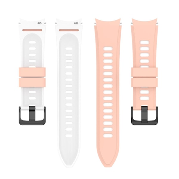 Kaksivärinen silikoniranneke Galaxy Watch4/5/6 40mm 44mm/Watch6 Classic 43mm 47mm/Watch 5 Pro 45mm -kelloille Pink White