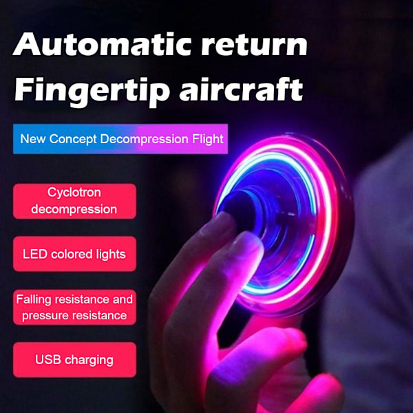 Mini Drönare LED UFO Typ Flygande Helikopter Spinner Fingertopps Uppgradering black onesize
