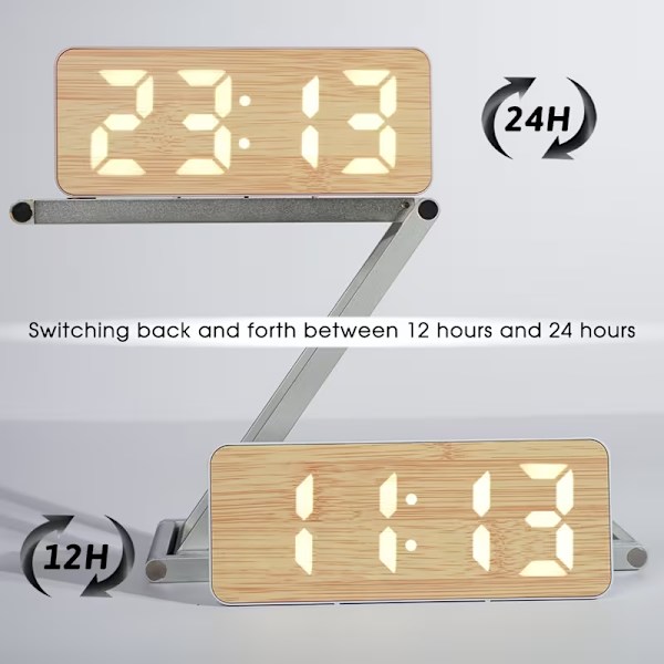 Mini Tyst Digital Väckarklocka - USB/Batteridriven Skrivbordsklocka för Sovrum & Studierum White