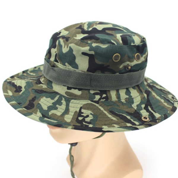 Miesten Vapaa-ajan Lippis Laaja Reuna Cap Sotilas Camo Hattu Army Green - Chino Camo