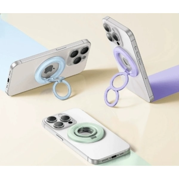 Magnetisk Ring Grip & Støttefod til iPhone 16/15/14/13/12 Pro Max - 360° Roterende MagSafe Telefonholder med Fingerstrop Style 3