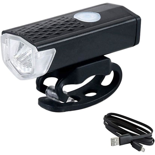 Bicycle Headlight Bike Safe Commuter Flashlight with USB Rechargeable 300 Lumens 3 Modes Easy to Install and Release Black