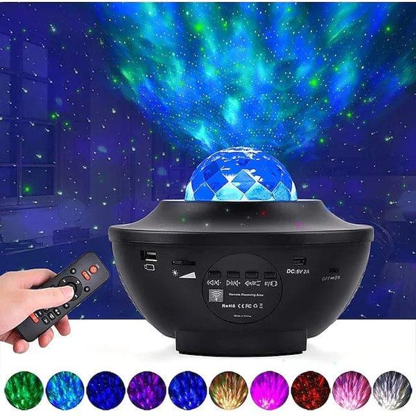 Galaxy Stjerneprojektor med LED-lys og Bluetooth-højttaler [JUN] Black Svart