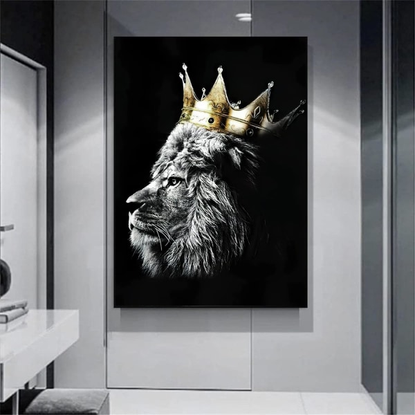Lejon och lejoninna med kronduksbilder, svart vit ani