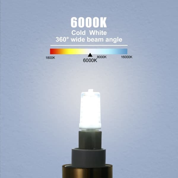 6-pak G9 LED-pærer 5W 6000K Cool White, kompatibel med 40W halogen [JUN]
