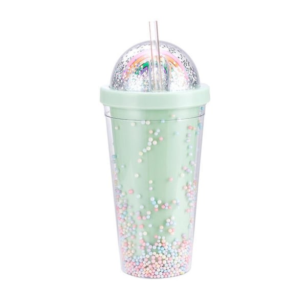 Rainbow Plast Double Layer Drink Cup Vattenflaska med halm