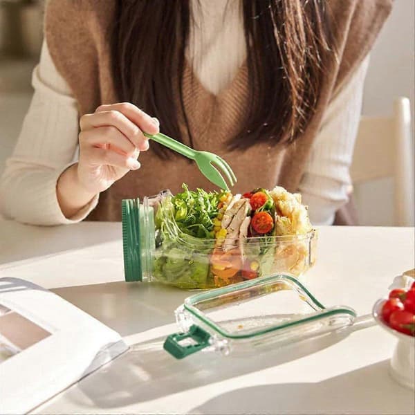 2-pakning sideåpnende salatglass for måltidsforberedelse og reise [JUN]