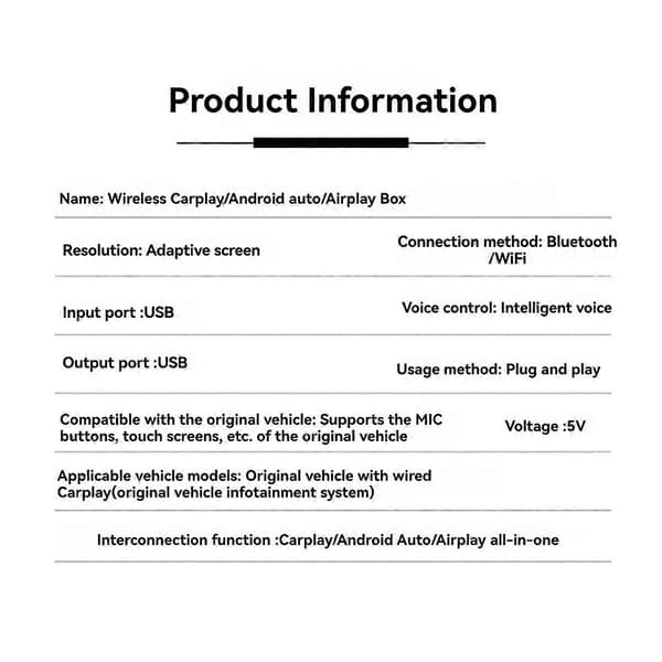 Trådløs CarPlay-adapter til iPhone - Plug and Play USB-dongle[JUN]