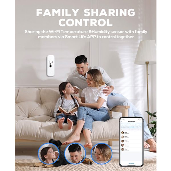 Smart WiFi Termometer & Hygrometer 4-pack med appvarningar