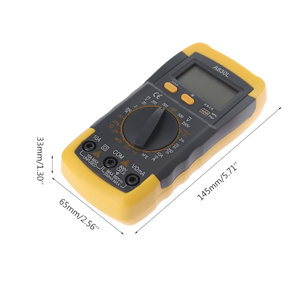 Bærbar digital multimeter Baggrundsbelysning AC/DC Amperemeter Voltmeter Ohm Tester Måler A830L Håndholdt LCD Multimeter Spænding