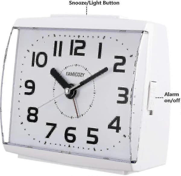 Tyst analog väckarklocka för seniorer med snooze & stor display [JUN]
