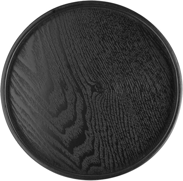 Rund serveringsbrett i tre for kaffe og snacks, svart 30 cm [JUN]