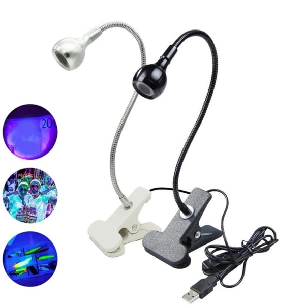 Led ultravioletta lampor Clip-On Flexi metallrör UV-lampa USB Mini