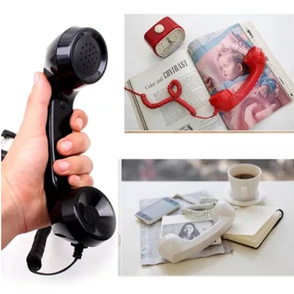 Mobiltelefon handenhet telefon extern mikrofon retro black