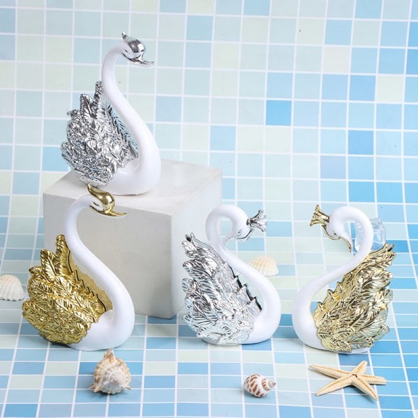 2 stk. Romantisk Krone Svane Kagepynt Kage Dessert Bagning Dekor Guld