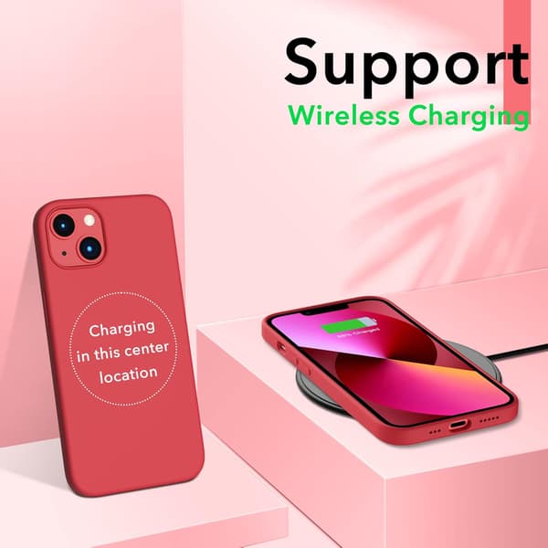 Flytande silikonfodral för iPhone 13 6.1\" - Ultratunt helkroppsstötskydd [JUN] Red