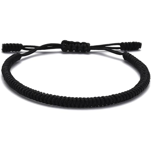 Tibetanskt handgjort justerbart flätat rep Chakra-armband för kvinnor Män Tonåringar Vänskapsgåva[JUN] Black