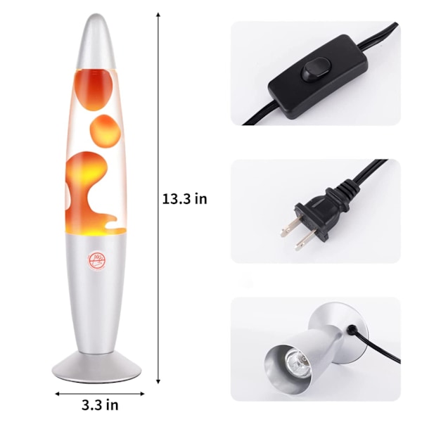 New Futuristic Orange Lava Lamp with Switch