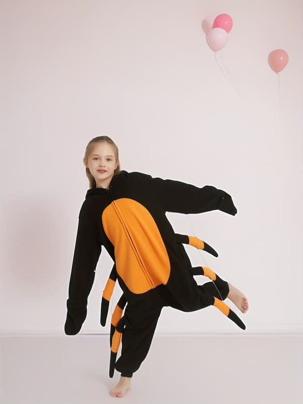 Børns Dyre-Onesie Hættefleece-Romper til Drenge og Piger Black 7-8Y