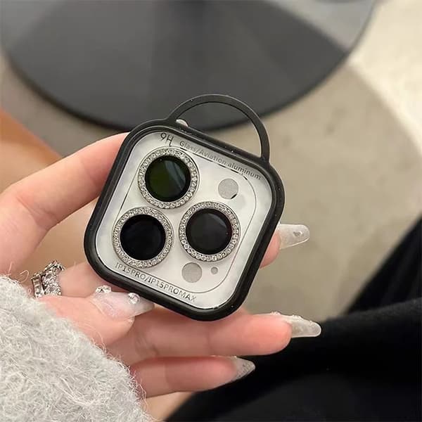 Grøn Glitter Ring Linsebeskytter til iPhone 16 15 14 13 12 Pro Max Plus[JUN] 16 or 16Plus(2pcs Green