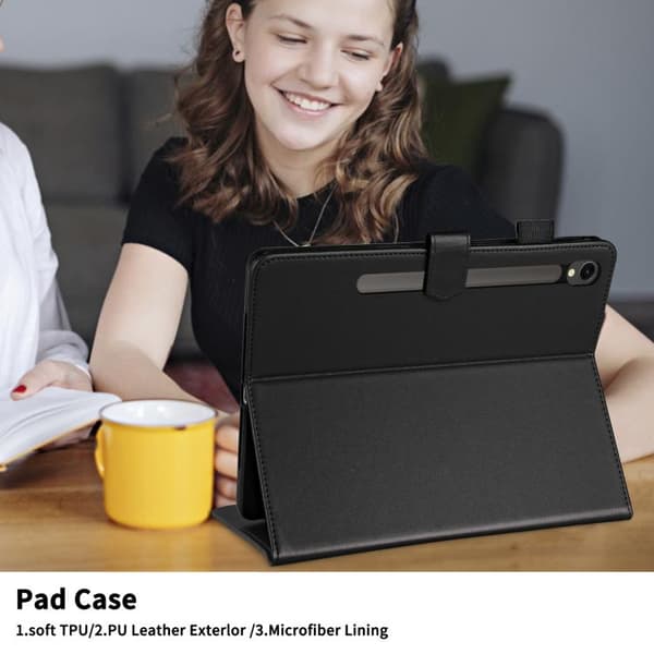 Samsung Galaxy Tab S10 FE+ Læder Etui med Rombe Mønster[JUN] Svart