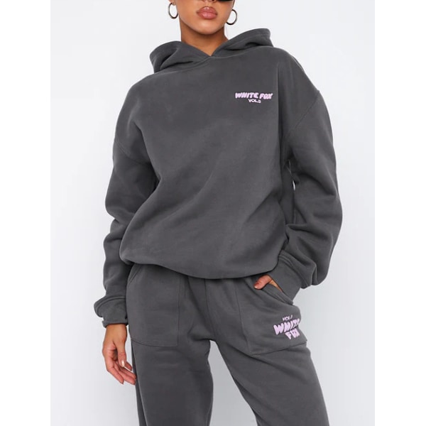 Varm tröja 2-pack brev VOL.3 VIT Fox Ny topp Hoodies Mörkgrå Dark gray 2XL#