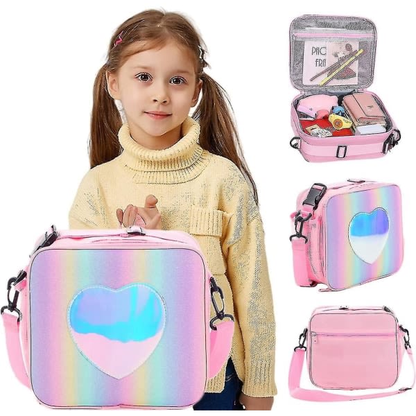 Flickor Lunch Box.insulated Rainbow Tote Bag. Lunchpåse Till Ki
