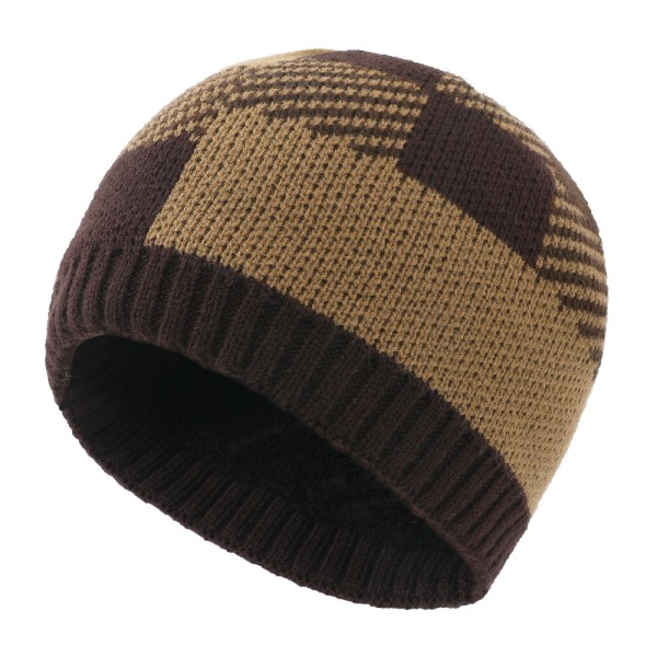 Winter hat warm checked knitted hat men and women wool hat