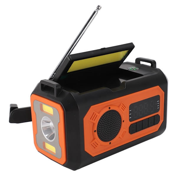 12000mAh Nødradio med Håndsving, Solceller, Lommelygte, Læselampe, Kompas, Telefonoplader, Bærbar Radio AM FM NOAA
