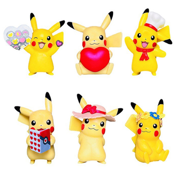 6 stk Poké-mon Anime Actionfigurer Leke Sett