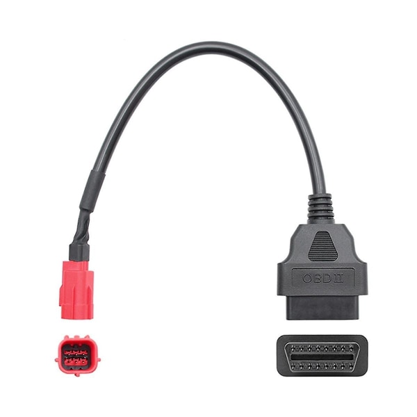 2 stk 6 til 16 pins motorsykkel OBD-adaptere Obd2 diagnostiske kabelforlengelseskontakter for