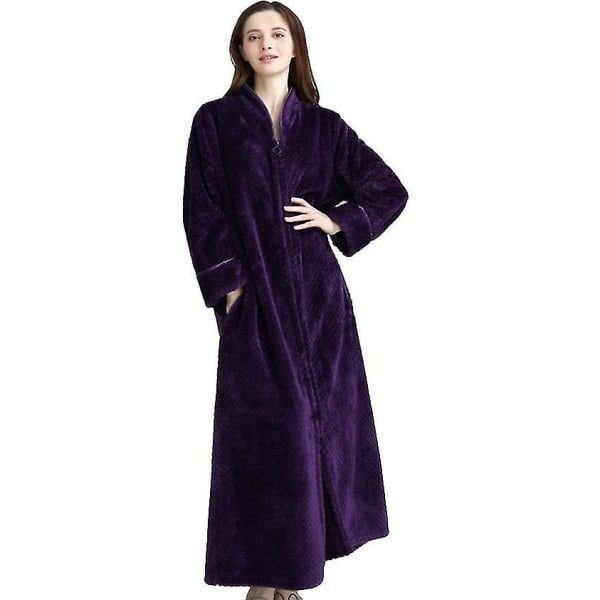 Dragkedja Robe För Kvinnor Flanell Fleece Robes Winter Warm House